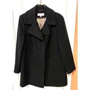 NWOT Marc New York Womens Wool Cashmere Coat Size 1X Zip Belt Detail Black